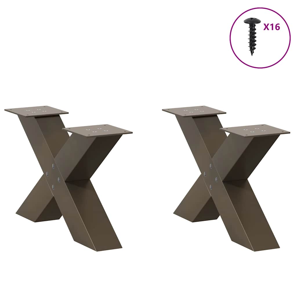 Salongbordben X-formet 2 stk naturstål 50x(30-31) cm stål