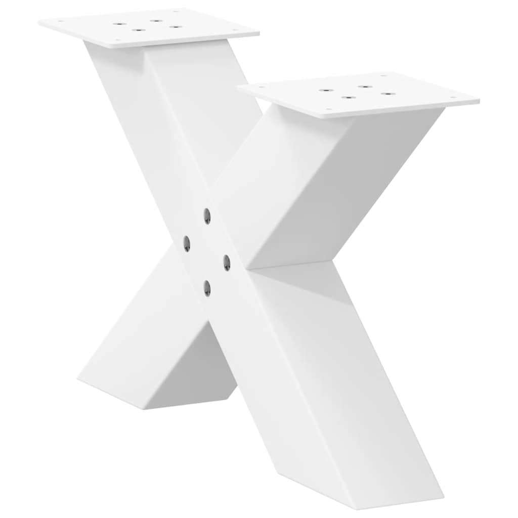 Salongbordben X-formet 2 stk hvit 60 x (30-31) cm stål