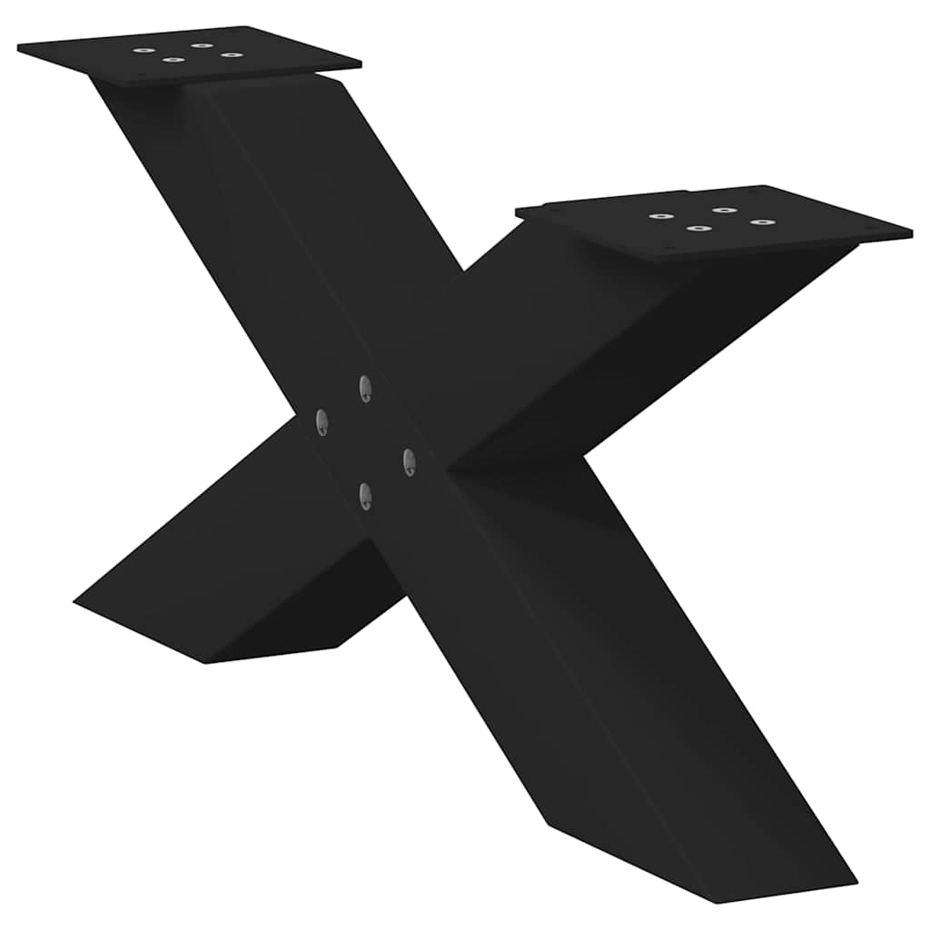 Salongbordben X-formet 2 stk svart 70 x (30-31) cm stål