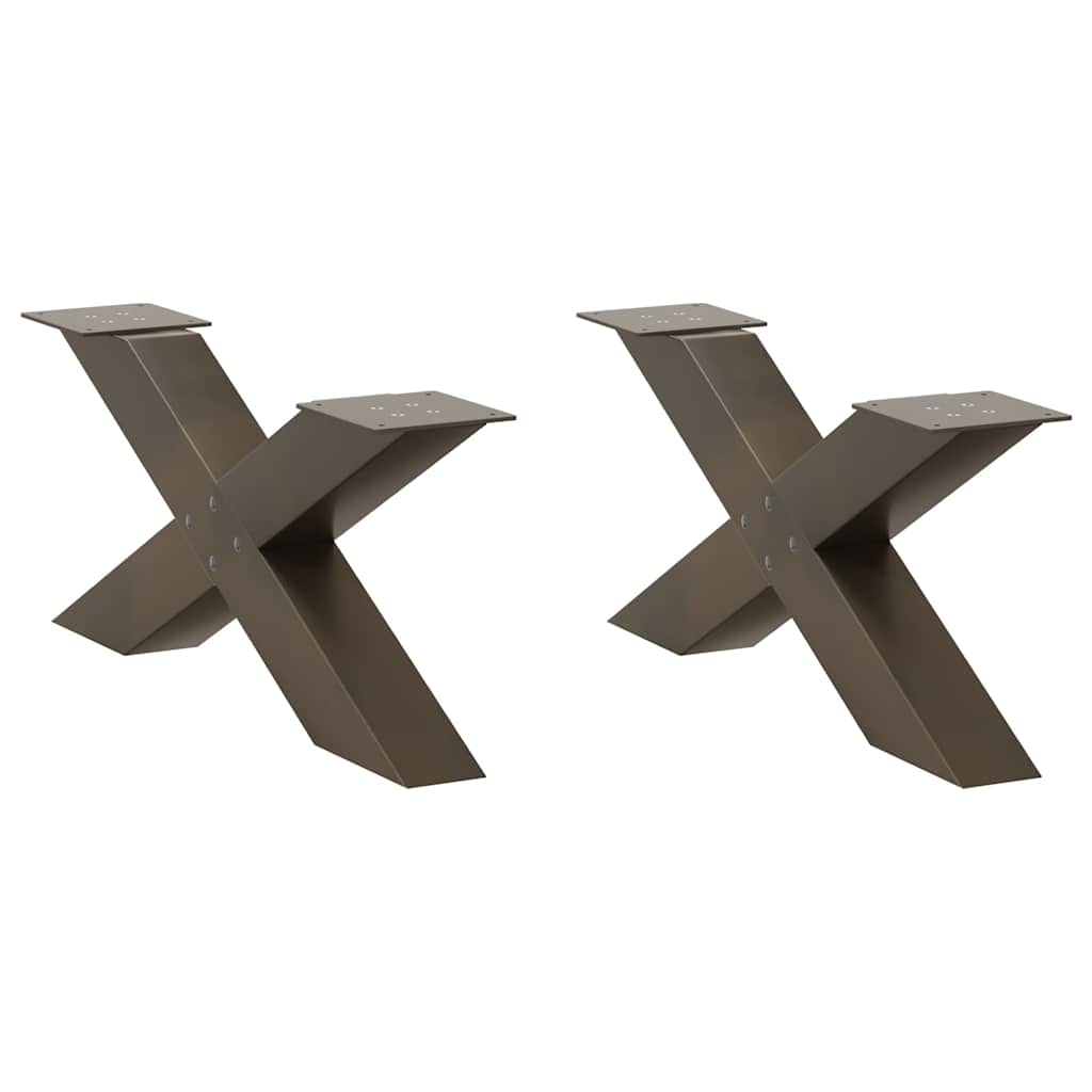 Salongbordben X-formet 2 stk naturstål 70 x (30-31) cm stål