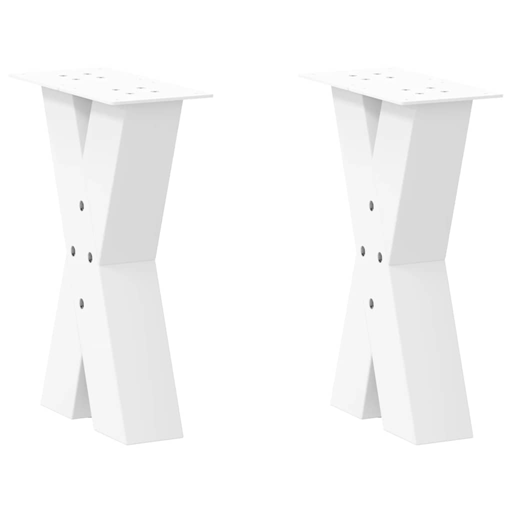 Salongbordben X-formet 2 stk hvit 28 x (42-43) cm stål