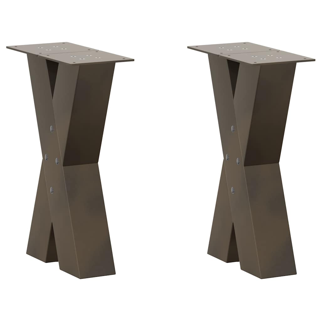 Salongbordben X-formet 2 stk naturstål 28 x (42-43) cm stål