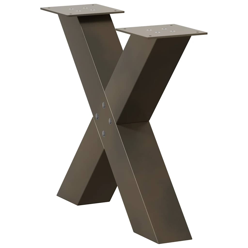 Salongbordben X-formet 2 stk naturstål 50x(42-43) cm stål