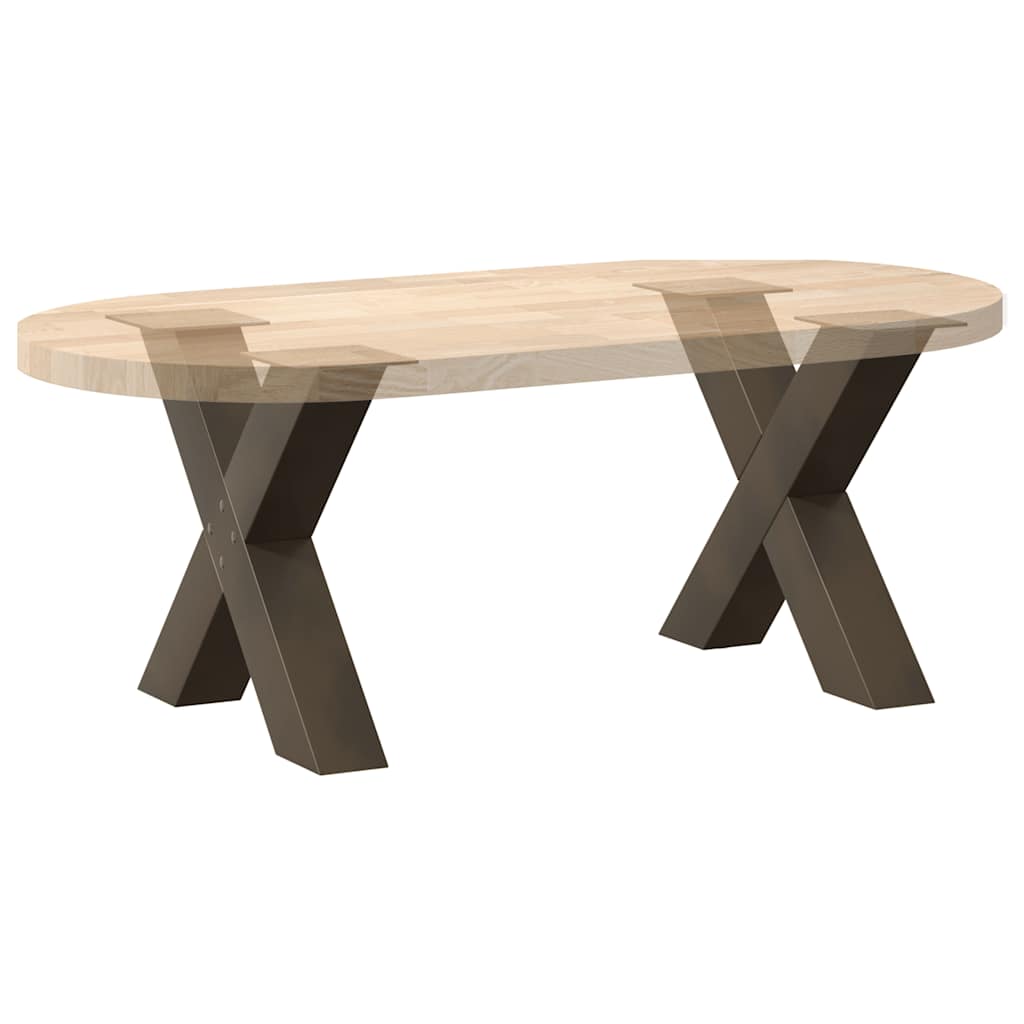 Salongbordben X-formet 2 stk naturstål 50x(42-43) cm stål