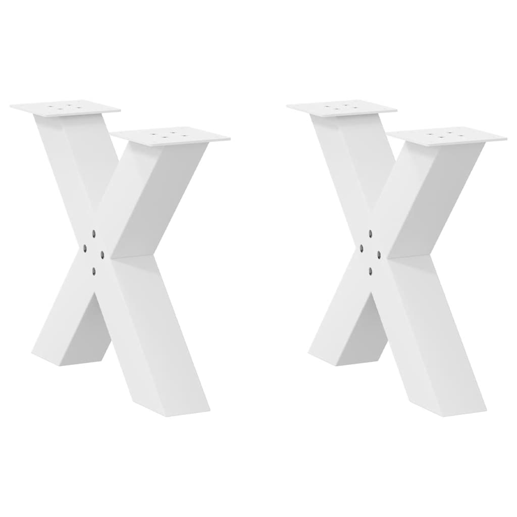 Salongbordben X-formet 2 stk hvit 60 x (42-43) cm stål