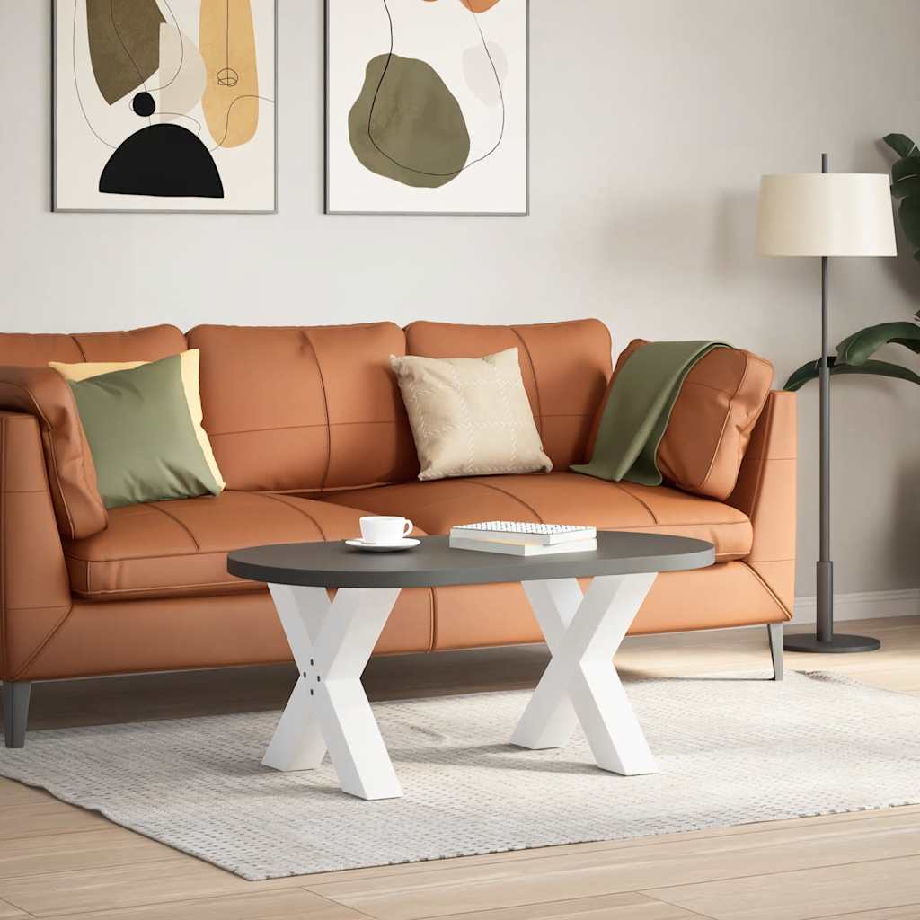 Salongbordben X-formet 2 stk hvit 60 x (42-43) cm stål