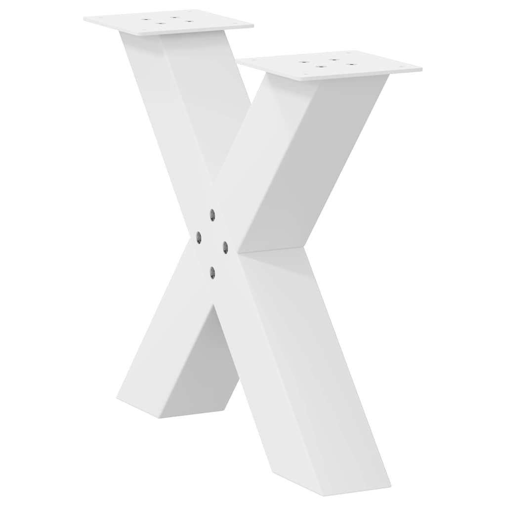 Salongbordben X-formet 2 stk hvit 60 x (42-43) cm stål
