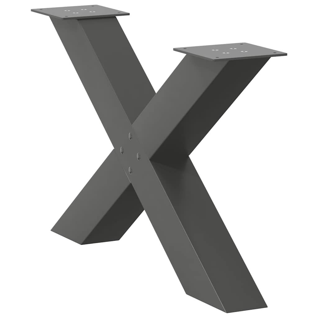 Salongbordben X-formet 2 stk antrasitt 70 x (42-43) cm stål