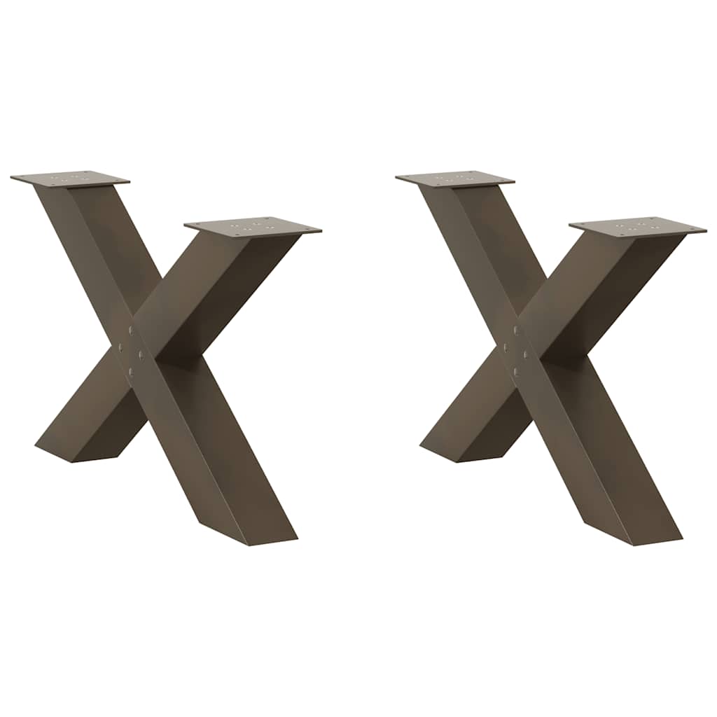 Salongbordben X-formet 2 stk naturstål 70 x (42-43) cm stål