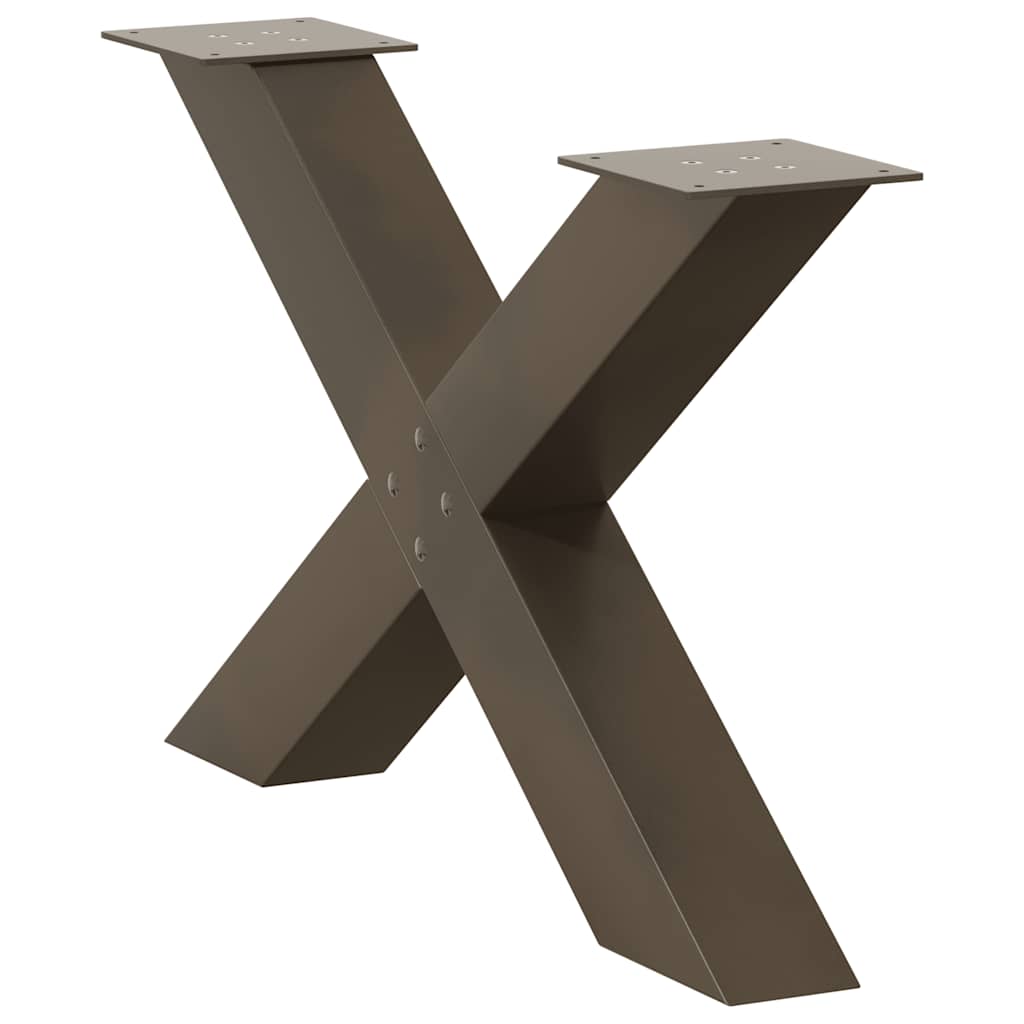 Salongbordben X-formet 2 stk naturstål 70 x (42-43) cm stål