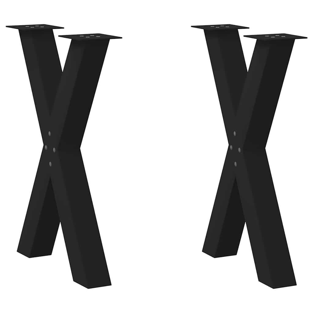Spisebordben X-formet 2 stk svart 50x(72-73) cm stål