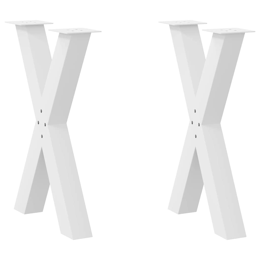 Spisebordben X-formet 2 stk hvit 50x(72-73) cm stål