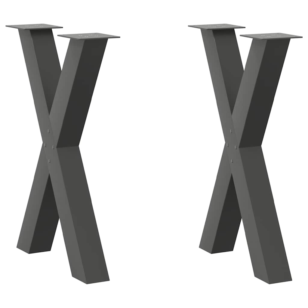 Spisebordben X-formet 2 stk antrasitt 50x(72-73) cm stål