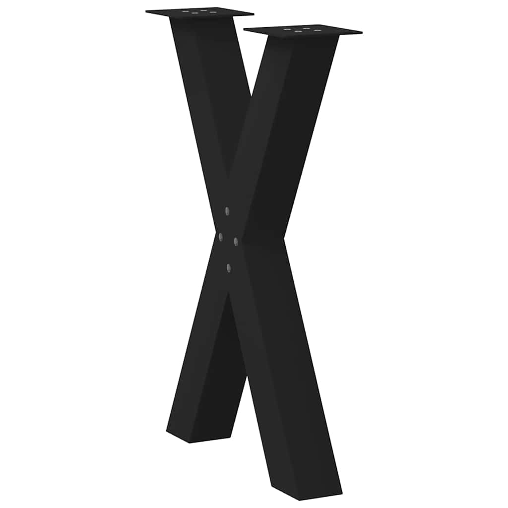 Spisebordben X-formet 2 stk svart 60 x (72-73) cm stål