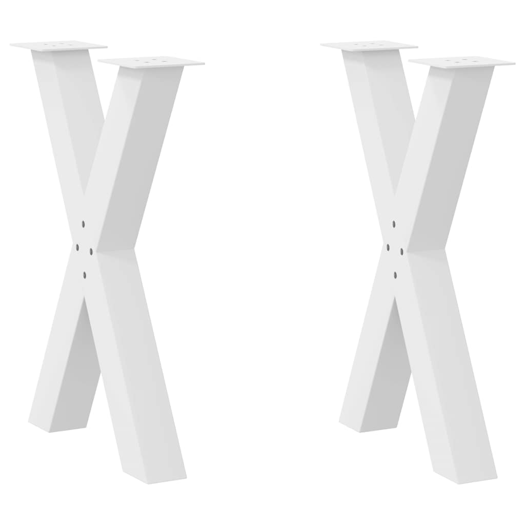 Spisebordben X-formet 2 stk hvit 60 x (72-73) cm stål