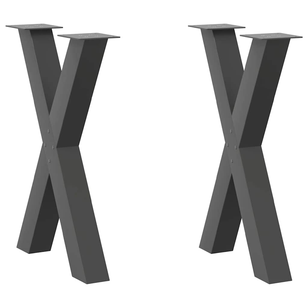 Spisebordben X-formet 2 stk antrasitt 60 x (72-73) cm stål