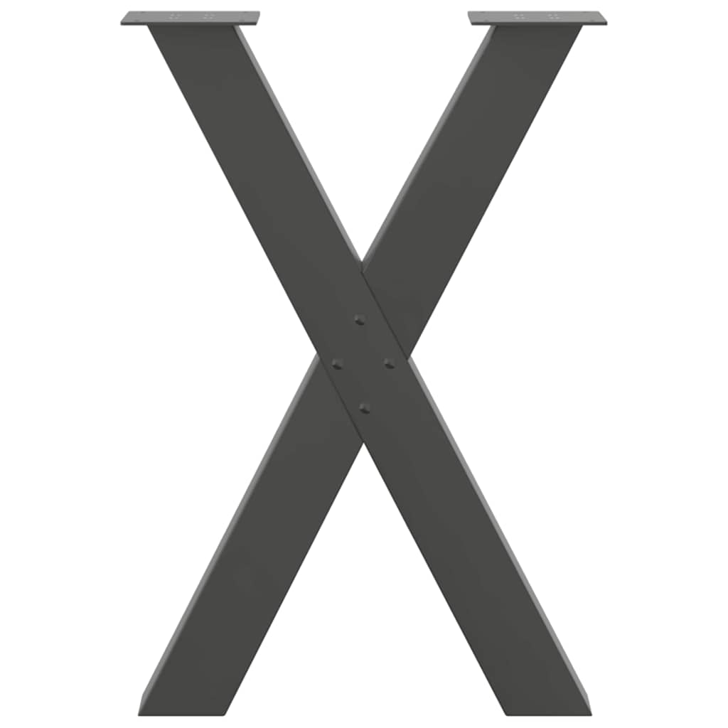 Spisebordben X-formet 2 stk antrasitt 60 x (72-73) cm stål