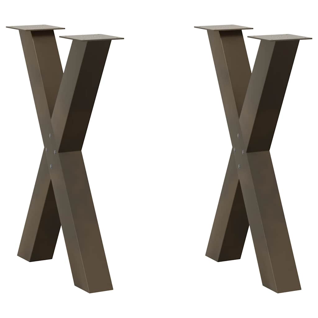 Spisebordben X-formet 2 stk naturstål 60 x (72-73) cm stål