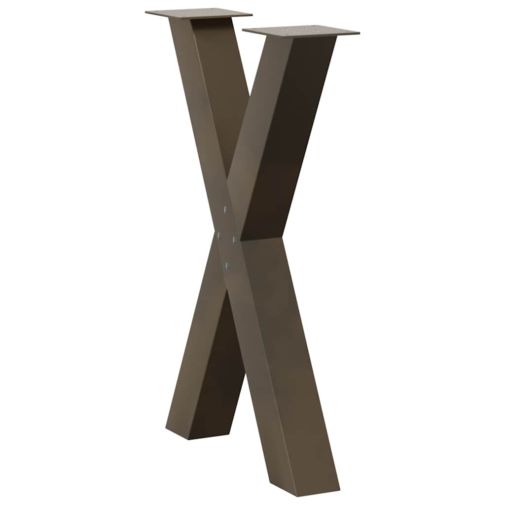 Spisebordben X-formet 2 stk naturstål 60 x (72-73) cm stål