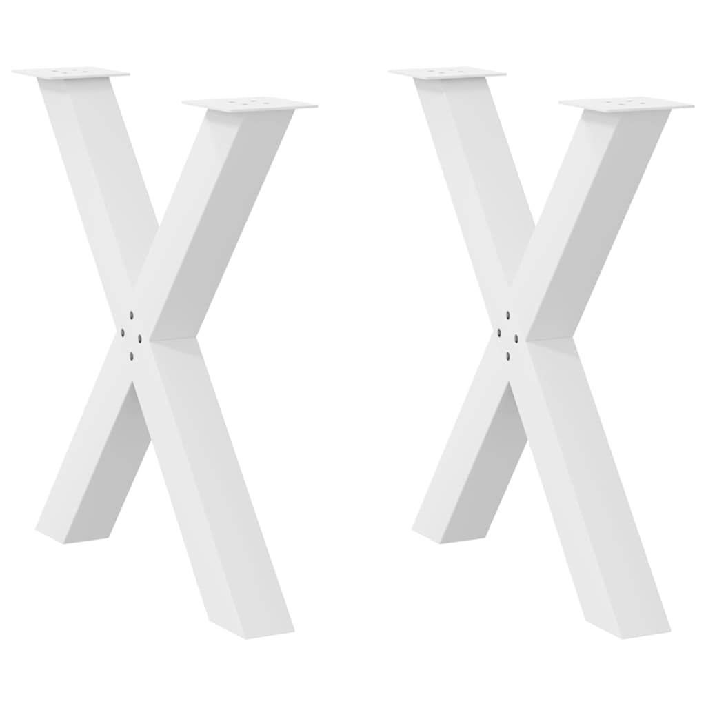 Spisebordben X-formet 2 stk hvit 70 x (72-73) cm stål