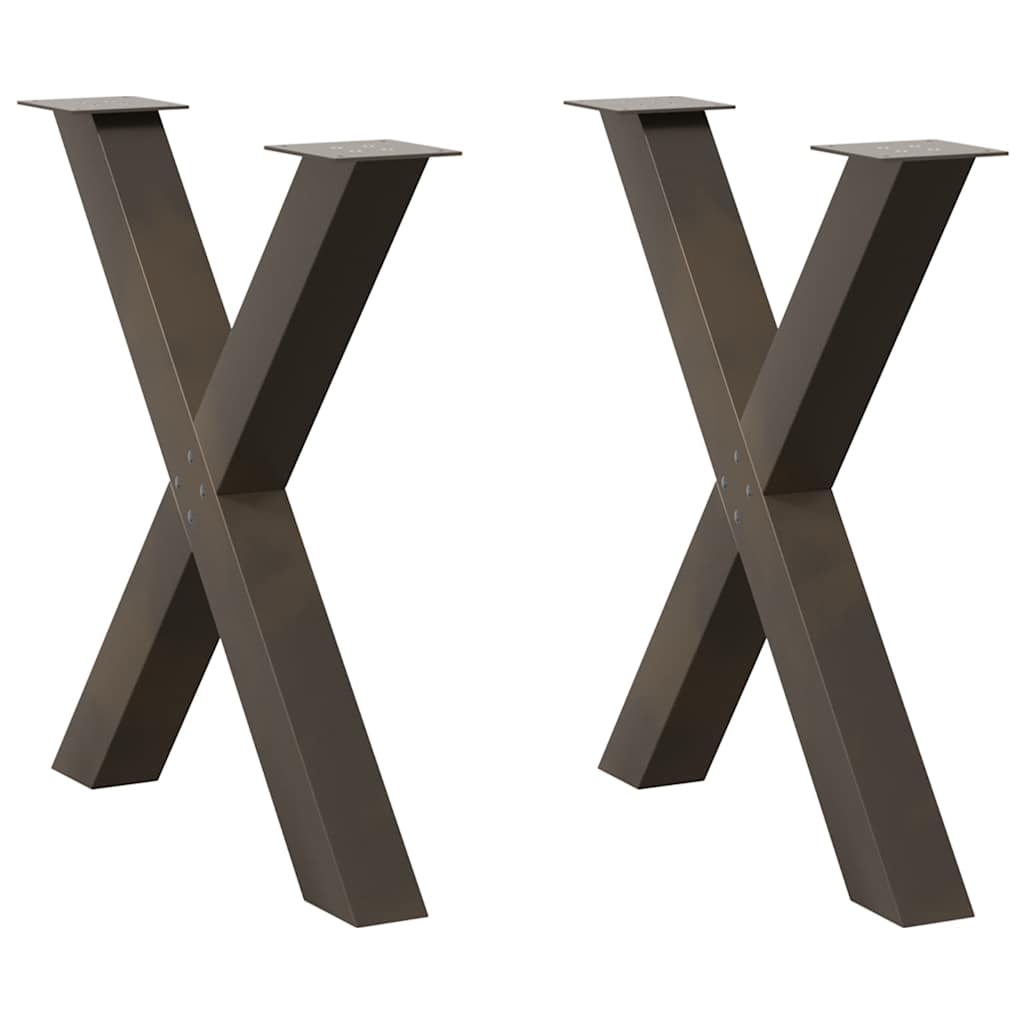 Spisebordben X-formet 2 stk naturstål 80 x (72-73) cm stål