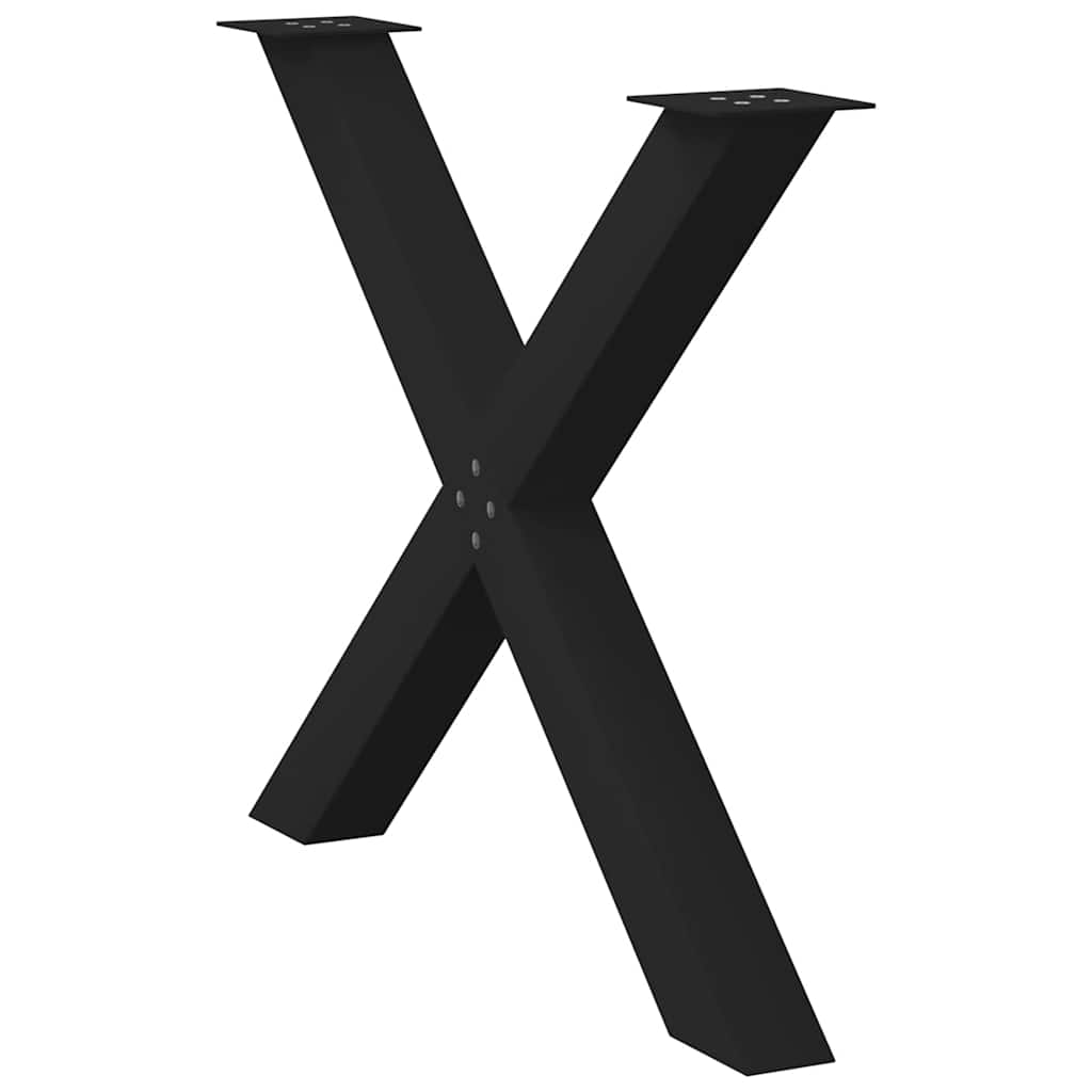 Spisebordben X-formet 2 stk svart 90 x (72-73) cm stål