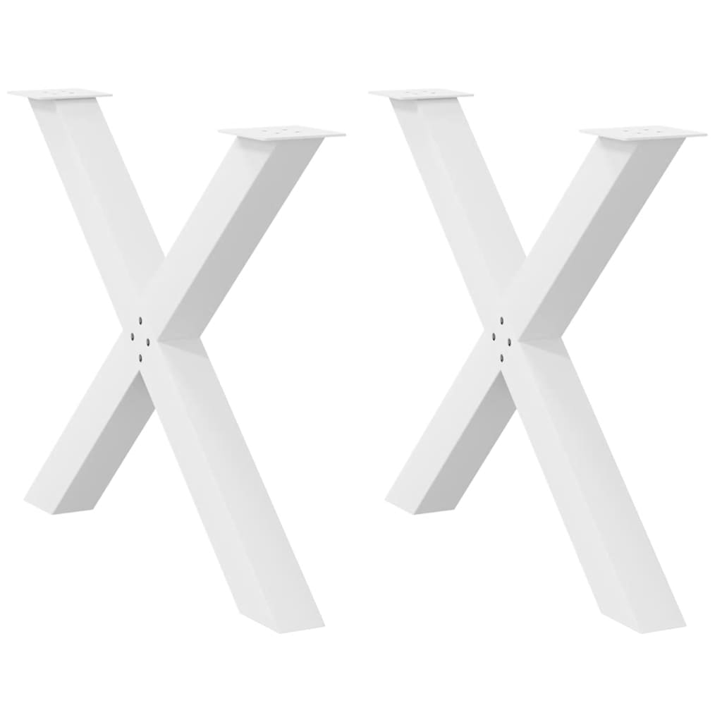 Spisebordben X-formet 2 stk hvit 90 x (72-73) cm stål