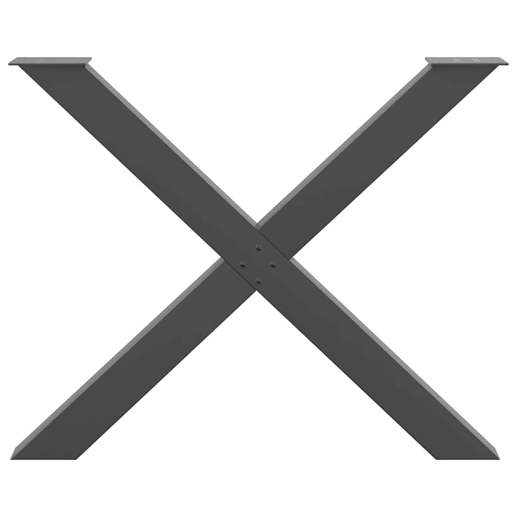 Spisebordben X-formet 2 stk antrasitt 90 x (72-73) cm stål