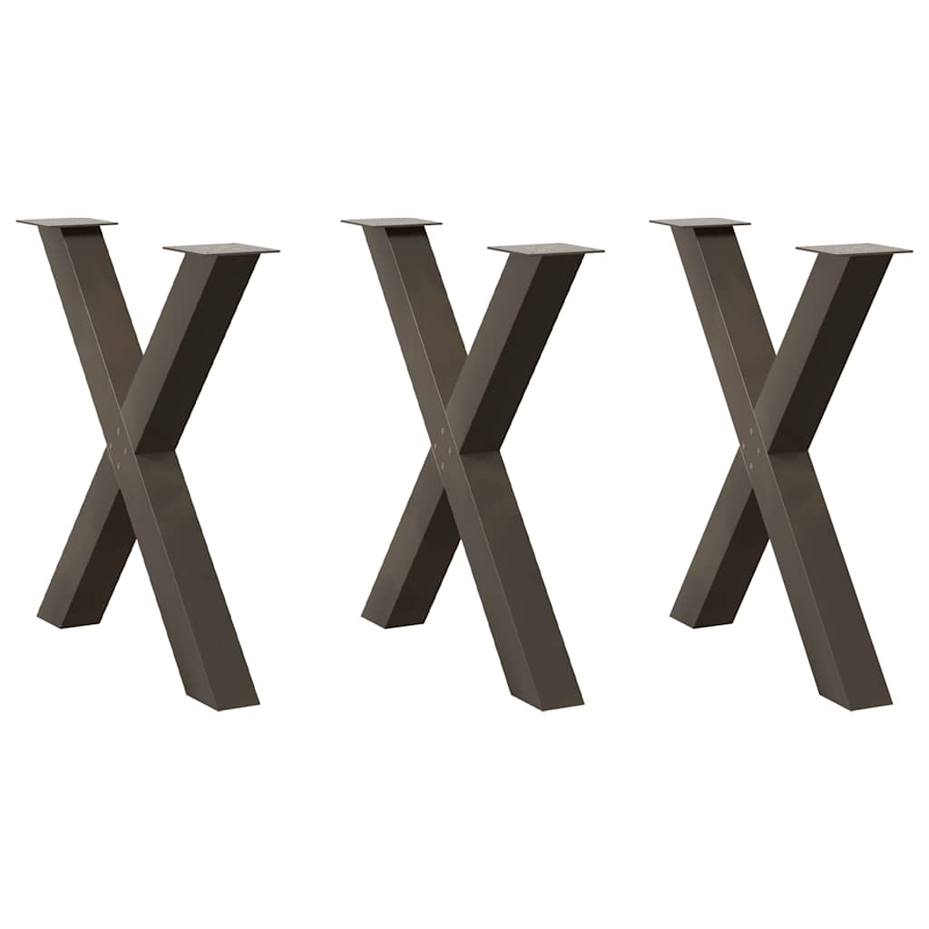 Spisebordben X-formet 3 stk naturstål 70 x (72-73) cm stål