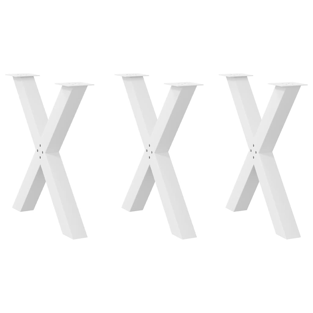 Spisebordben X-formet 3 stk hvit 80 x (72-73) cm stål vidaXL