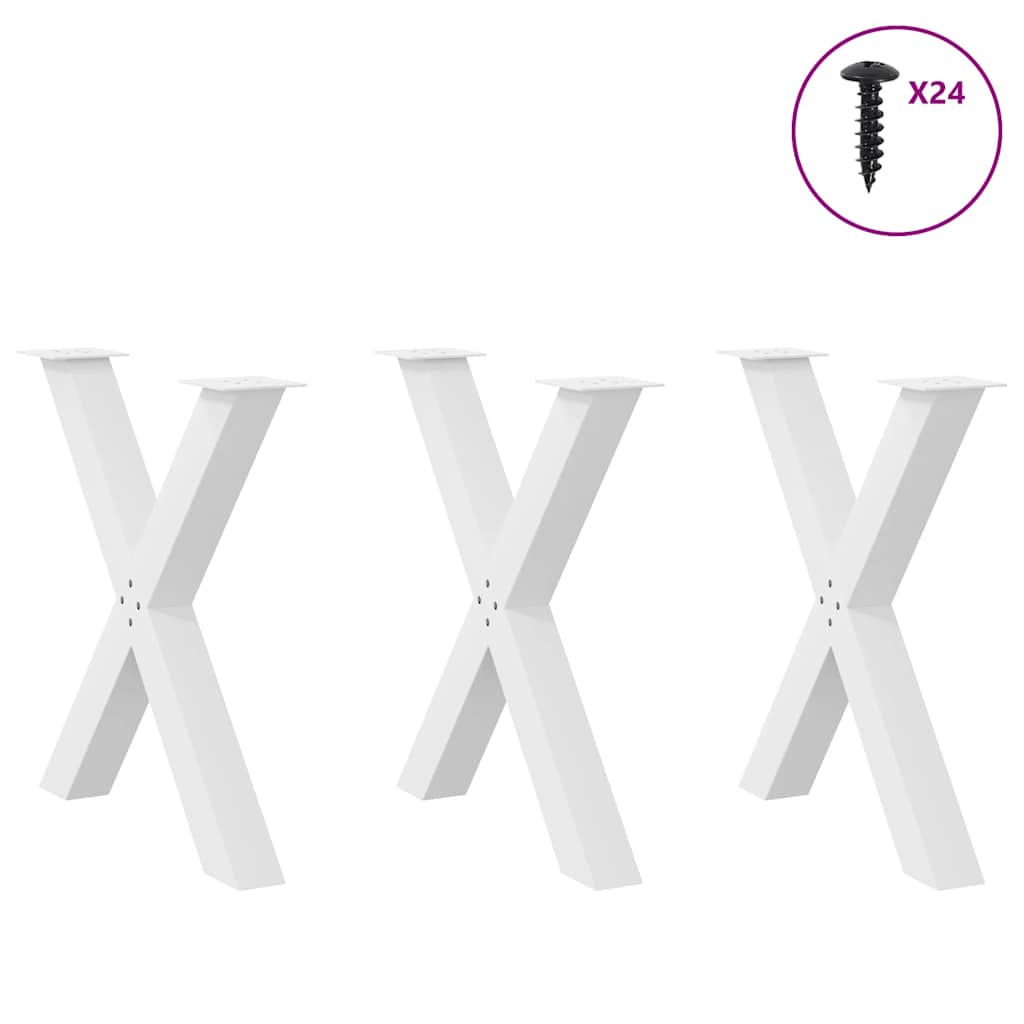 Spisebordben X-formet 3 stk hvit 80 x (72-73) cm stål vidaXL