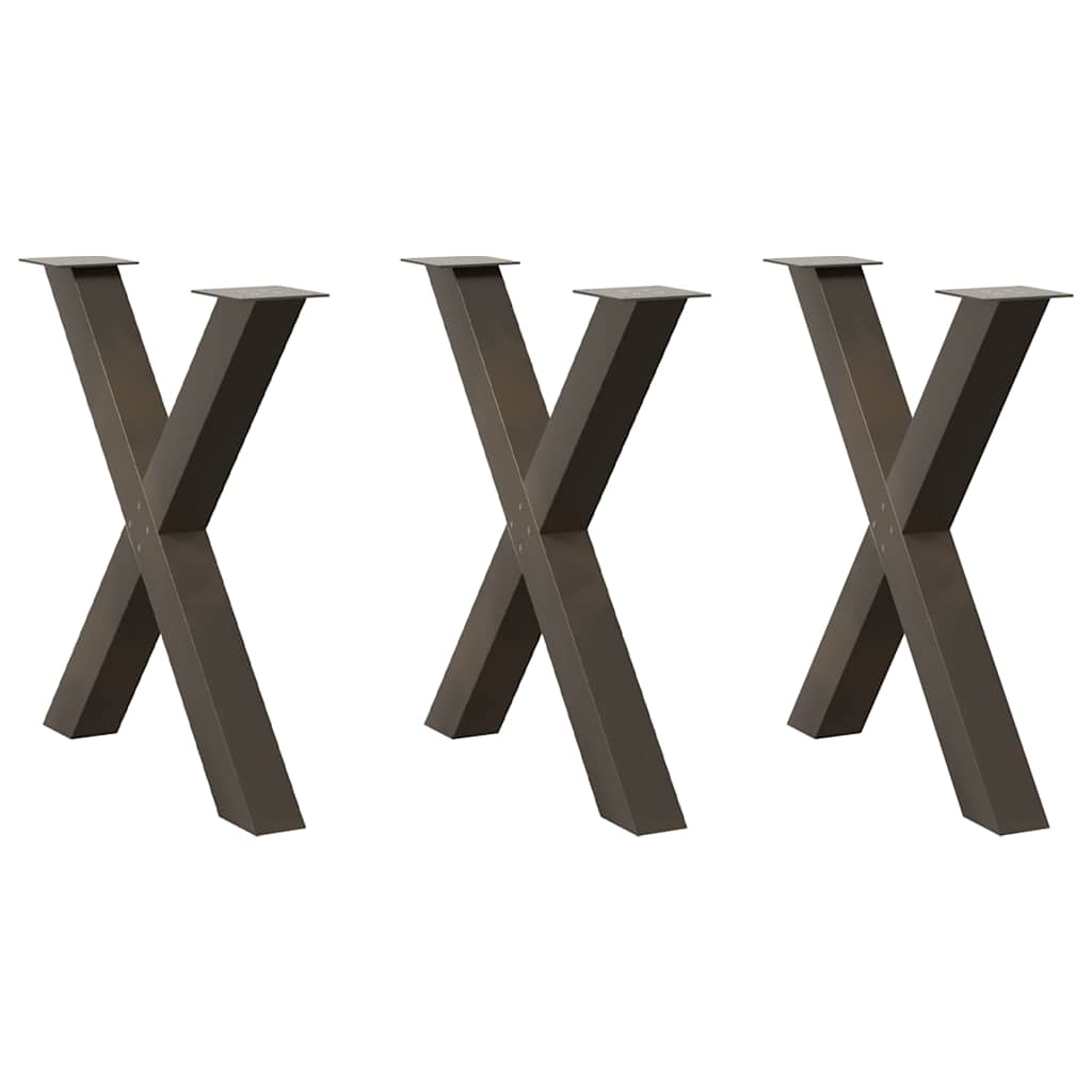 Spisebordben X-formet 3 stk naturstål 80 x (72-73) cm stål