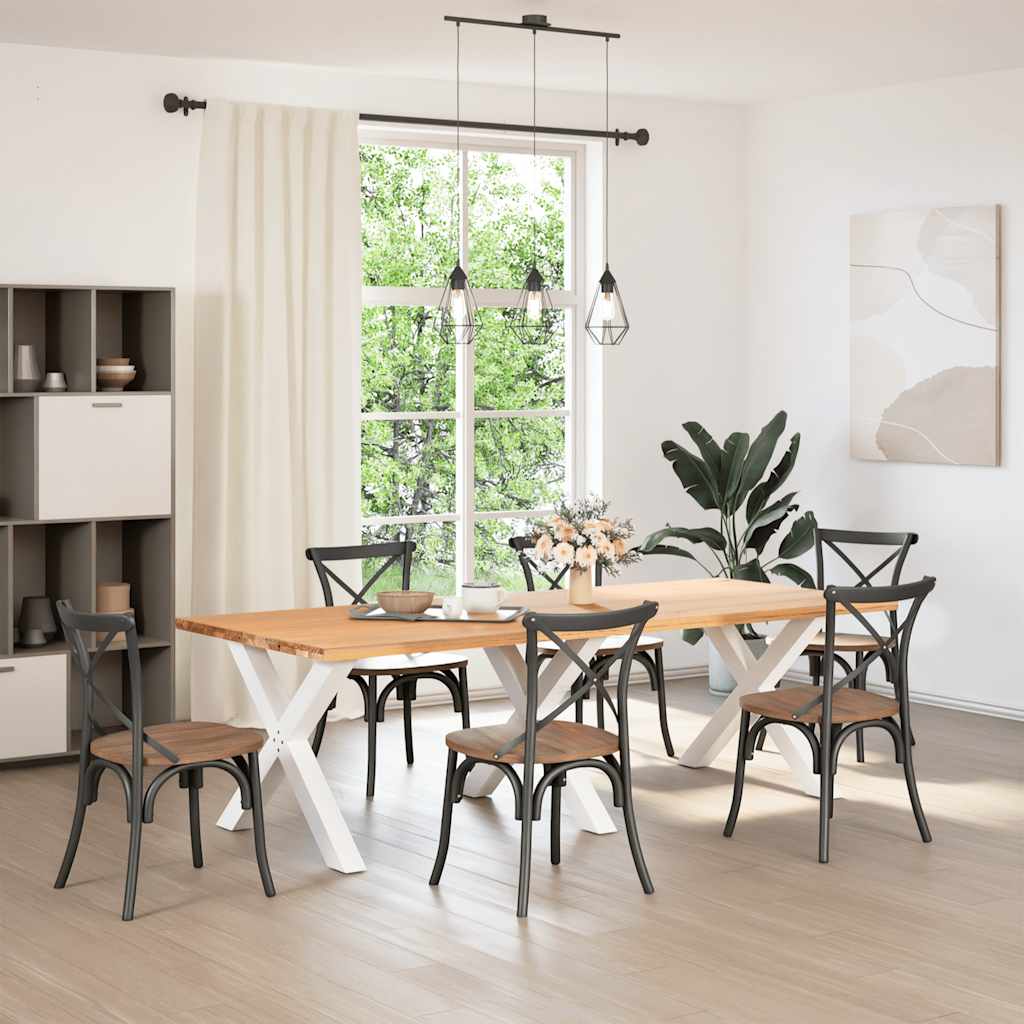 Spisebordben X-formet 3 stk hvit 90 x (72-73) cm stål vidaXL