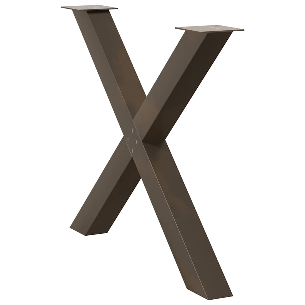 Spisebordben X-formet 3 stk naturstål 90 x (72-73) cm stål