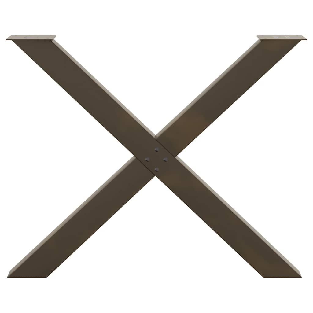 Spisebordben X-formet 3 stk naturstål 90 x (72-73) cm stål