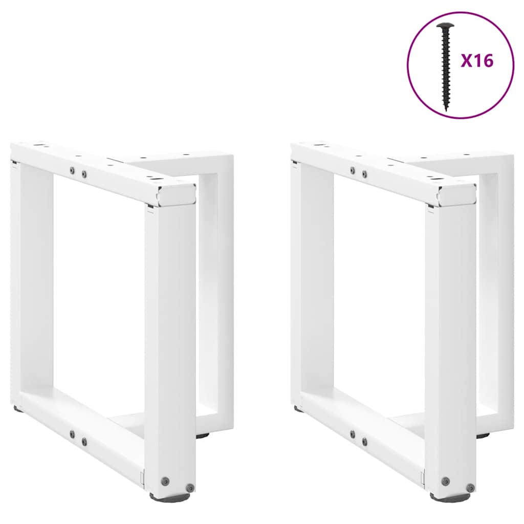 Salongbordben T-formet 2 stk hvit 50x25x(42-43) cm stål