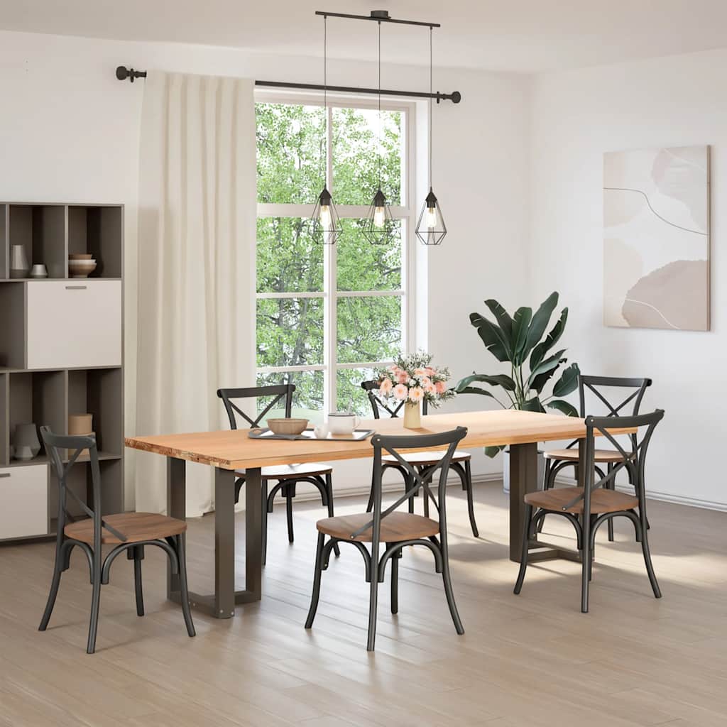 Spisebordben T-formet 2 stk svart 60x35x(72-73) cm stål
