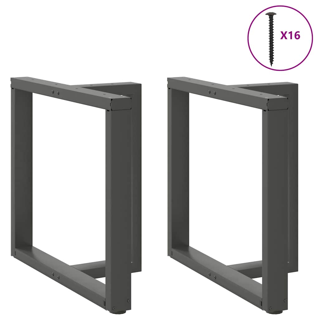 Spisebordben T-formet 2 stk antrasitt 80x35x(72-73) cm stål