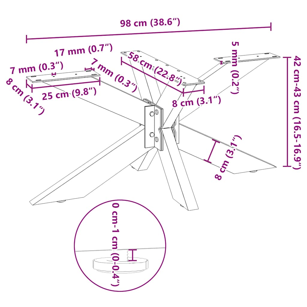 Salongbordben edderkoppformet hvit 98x58x(42-43) cm stål