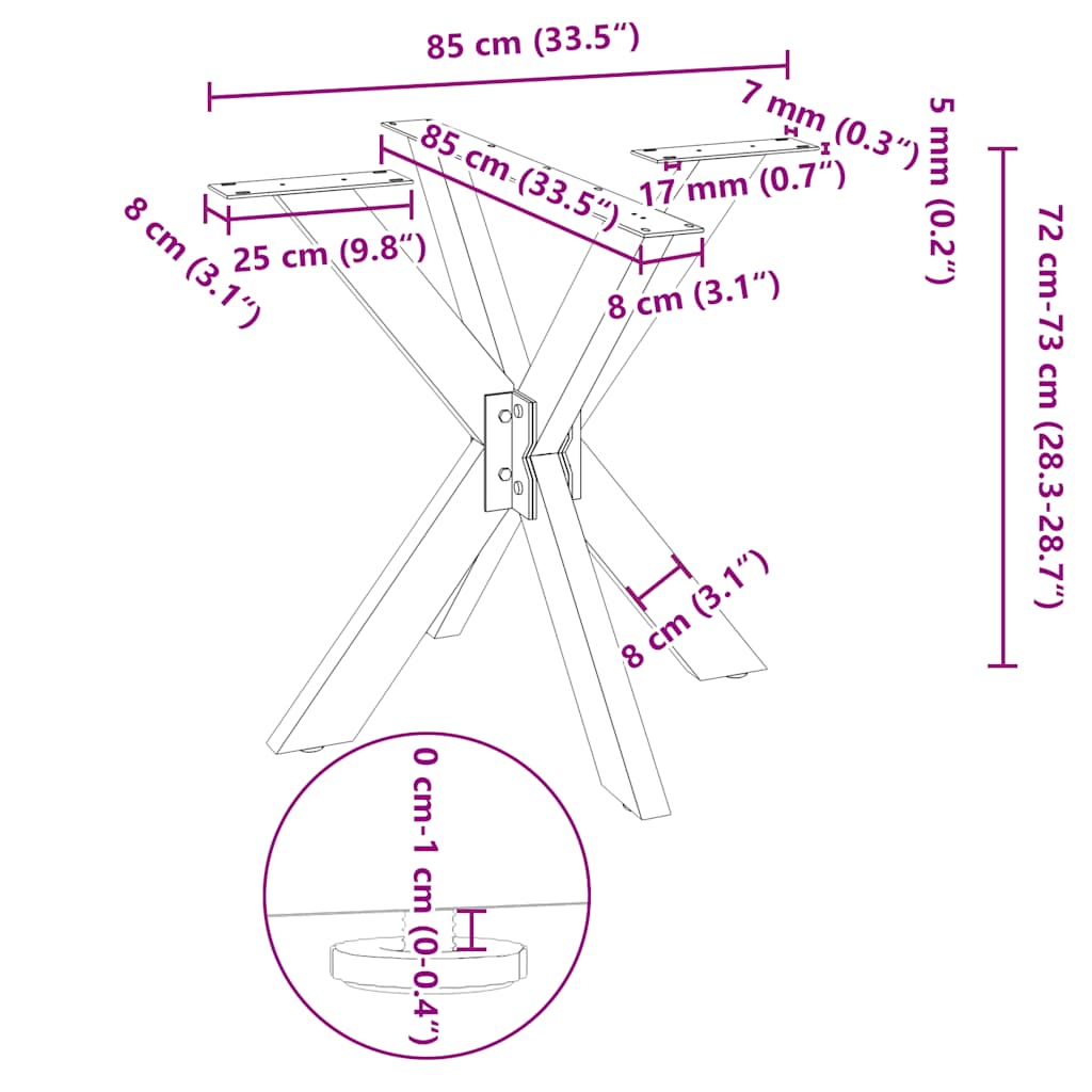 Spisebordben edderkoppformet hvit 85x85x(72-73) cm stål