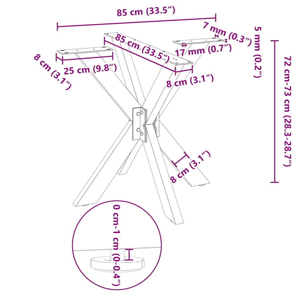 Spisebordben edderkoppformet antrasitt 85x85x(72-73) cm stål