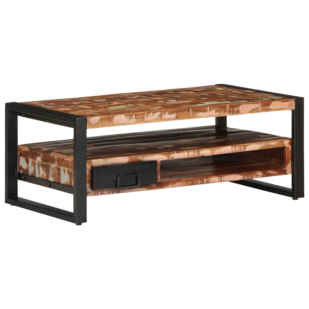 Salongbord flerfarget 90x50x36 cm gjenvunnet heltre