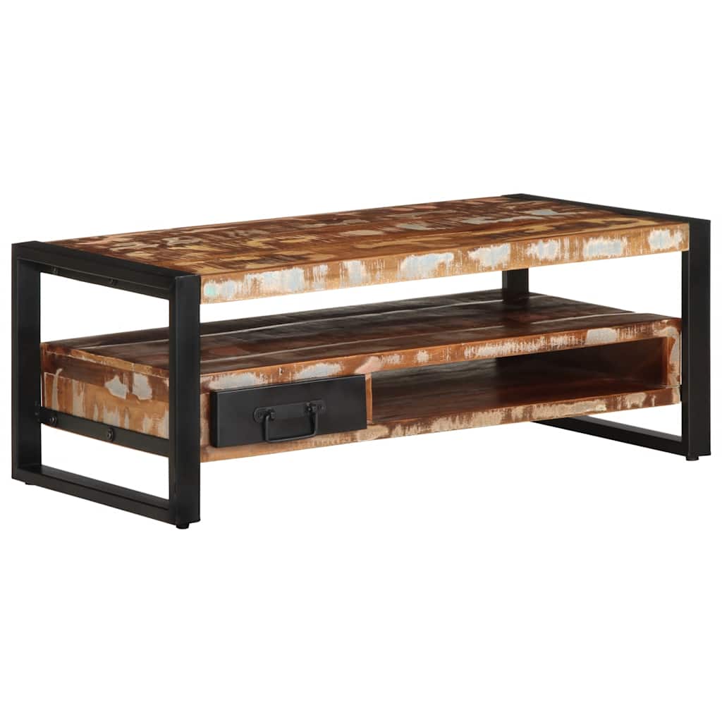 Salongbord flerfarget 90x50x36 cm gjenvunnet heltre