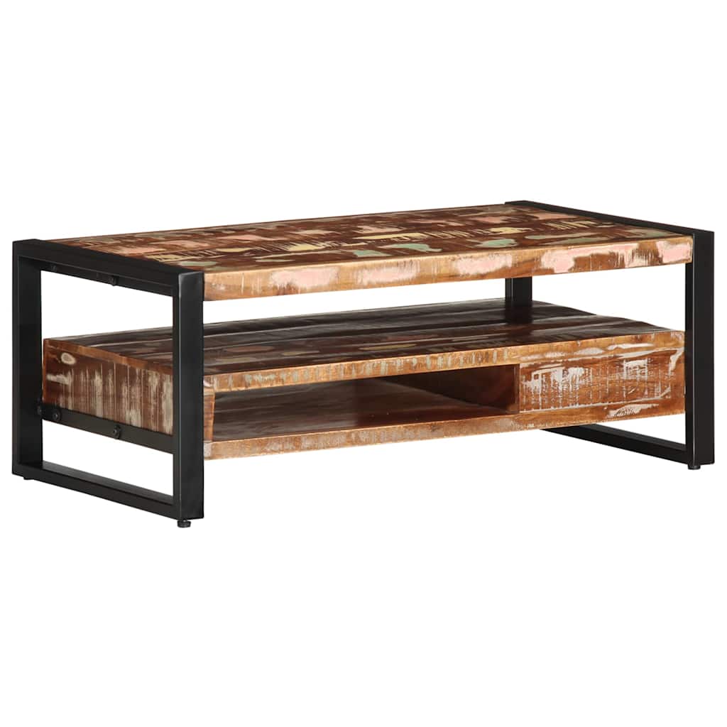 Salongbord flerfarget 90x50x36 cm gjenvunnet heltre