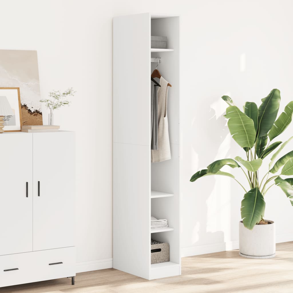 Garderobe hvit 30x50x200 cm konstruert tre