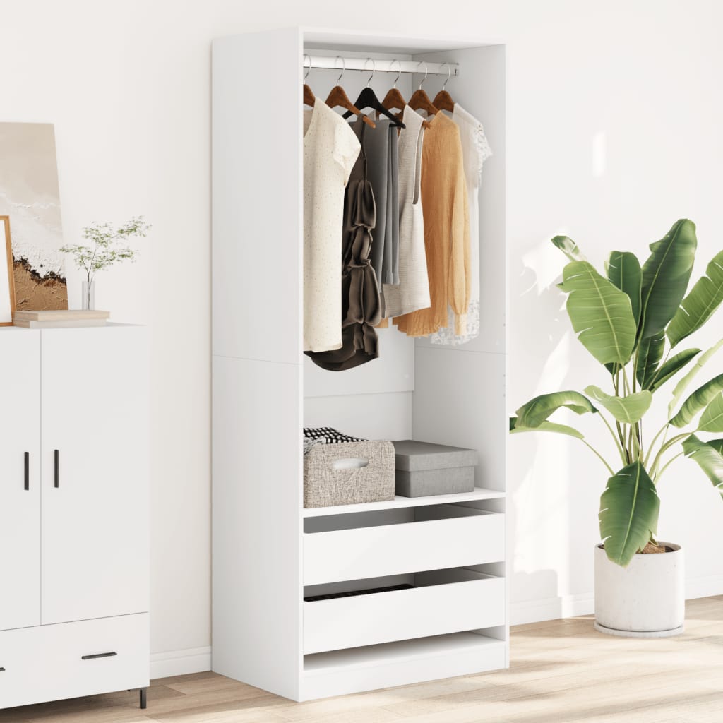 Garderobe hvit 80x50x200 cm konstruert tre