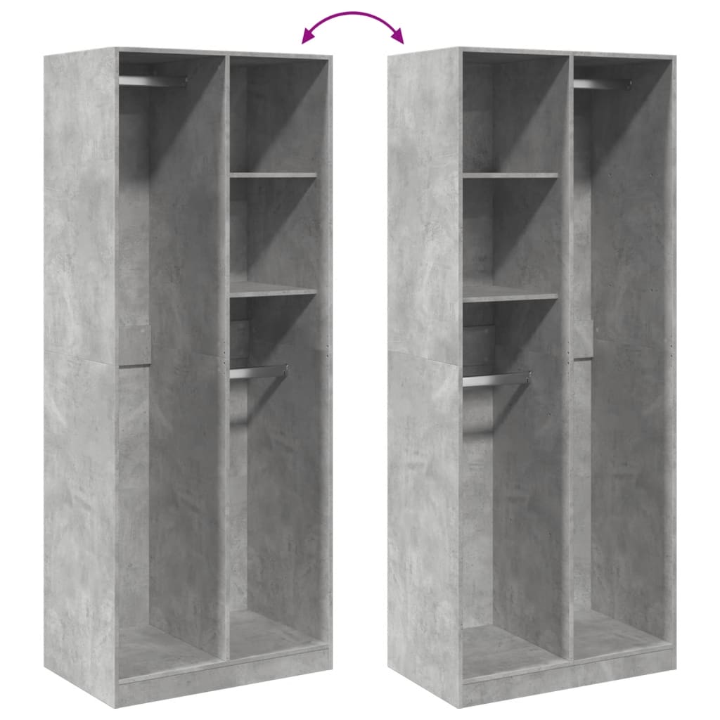 Garderobe betonggrå 80x50x200 cm konstruert tre