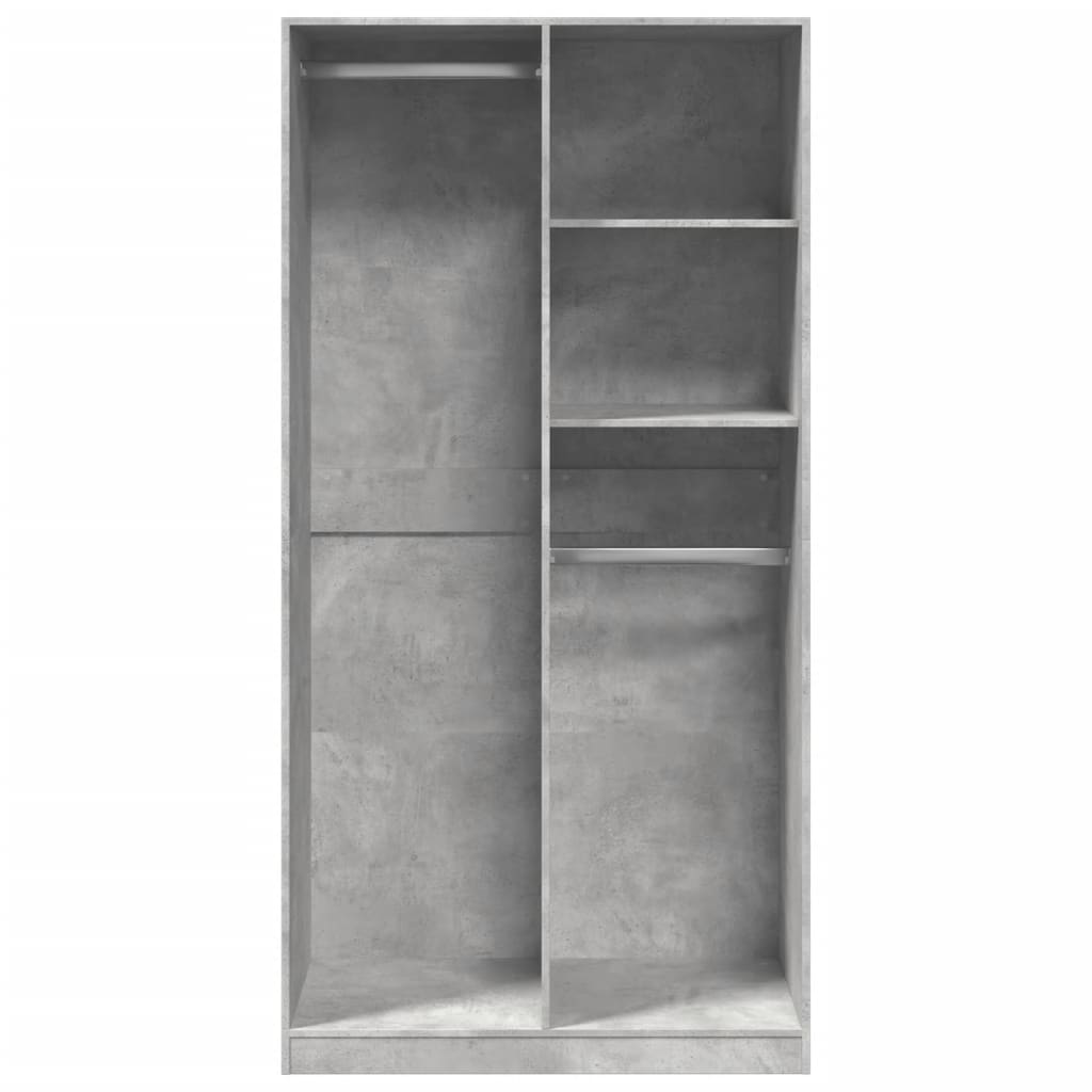 Garderobeskap betonggrå 100x50x200 cm sponplate
