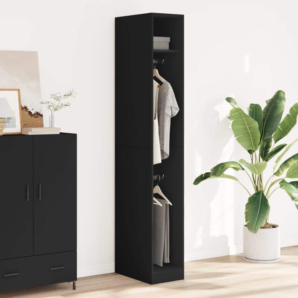 Garderobe svart 30x50x200 cm konstruert tre
