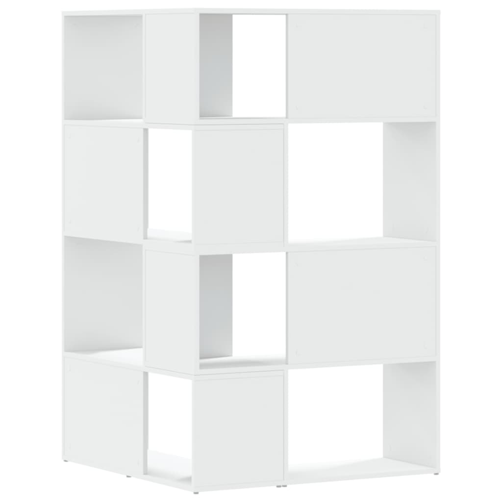 Bokhylle for hjørne 4 etasjer hvit 85x85x140 cm konstruert tre vidaXL